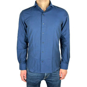 Elegant Milano Solid Blue Oxford Shirt Made in Italy