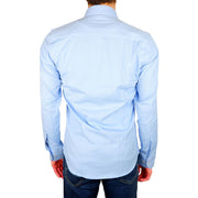 Elegant Light Blue Satin Milano Shirt Made in Italy