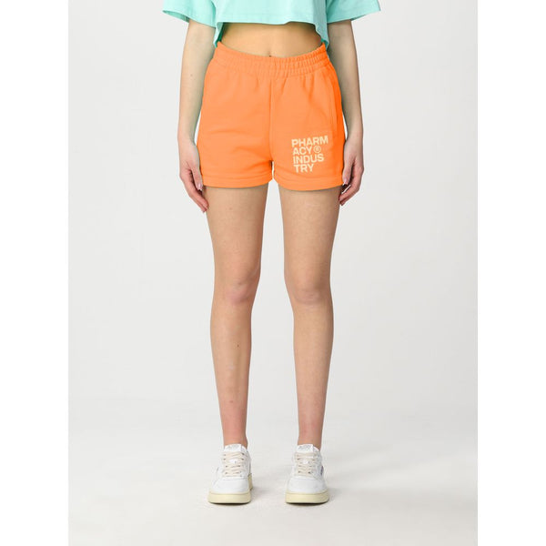 Chic Orange Cotton Logo Shorts Pharmacy Industry