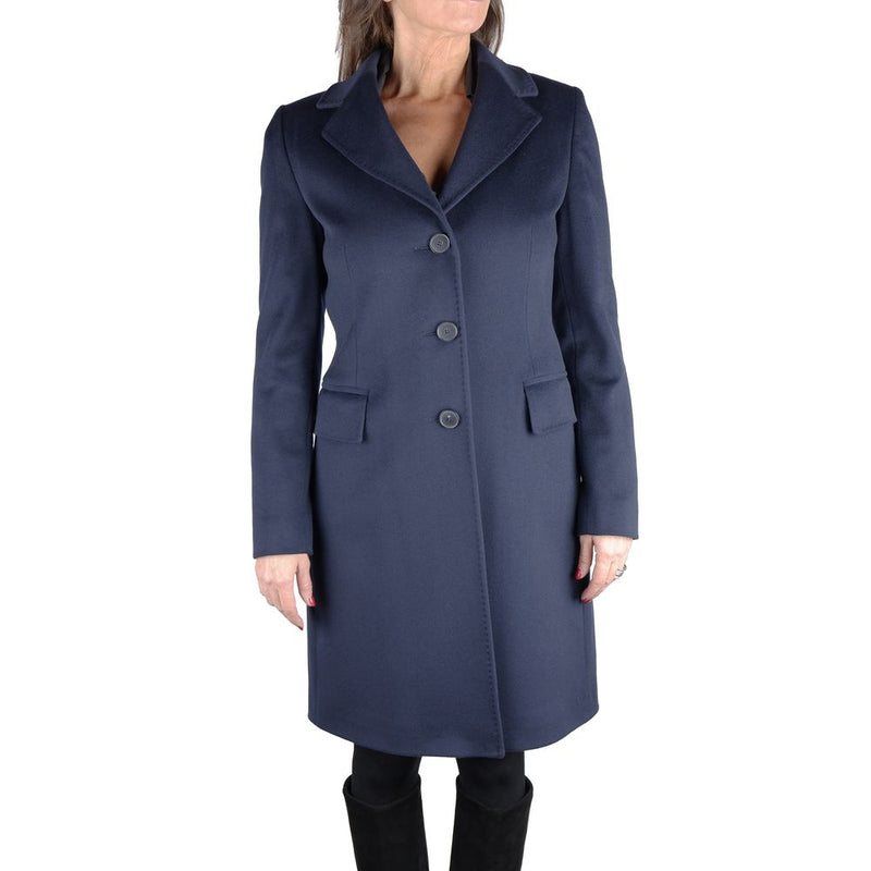 Blue Wool Women Coat Made in Italy