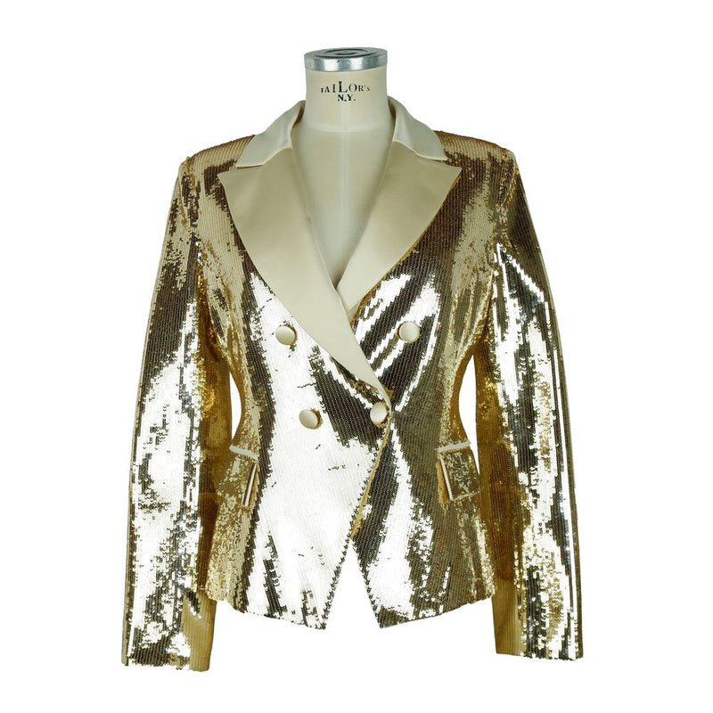 Chic Sequined Double-Breasted Yellow Jacket Elisabetta Franchi