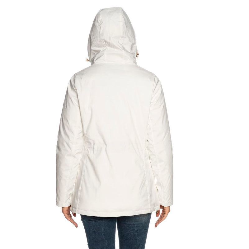 Chic White Hooded Down Jacket for Women Yes Zee