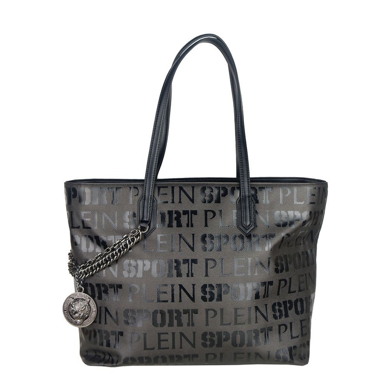 Sleek Black Designer Shopping Bag with Logo Print Plein Sport