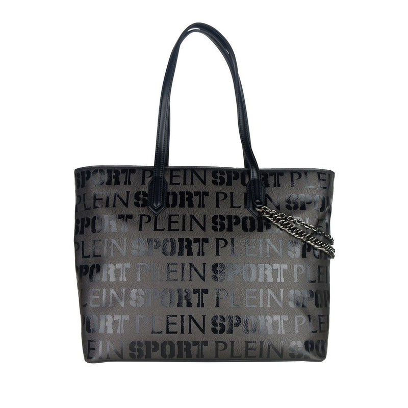 Sleek Black Designer Shopping Bag with Logo Print Plein Sport