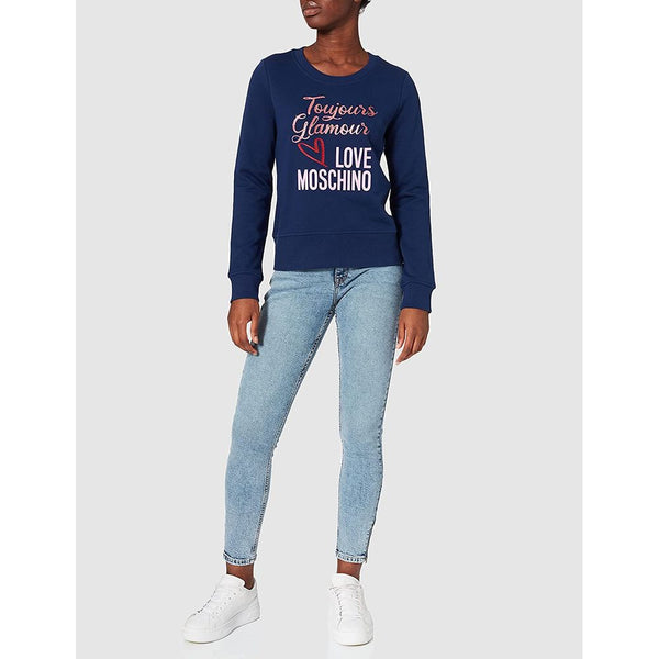 Blue Cotton Women Sweater Love Moschino