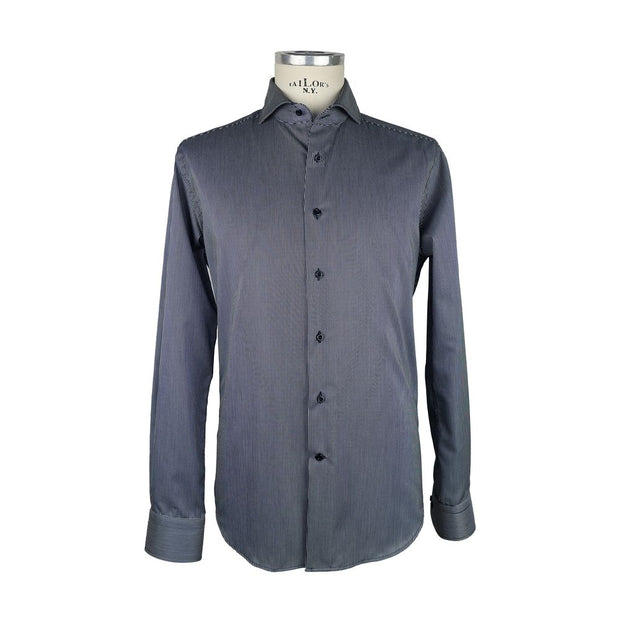 Elegant Milano Black Striped Men's Shirt Made in Italy