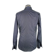 Elegant Milano Black Striped Men's Shirt Made in Italy