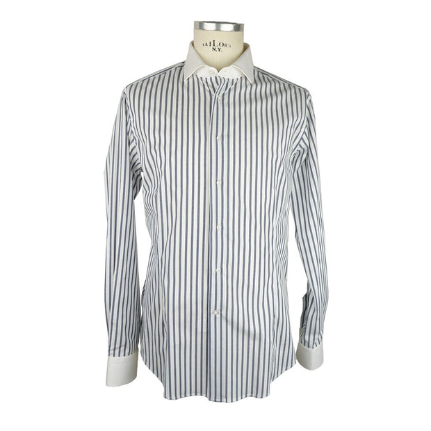 Elegant Striped Milano Cotton Shirt Made in Italy