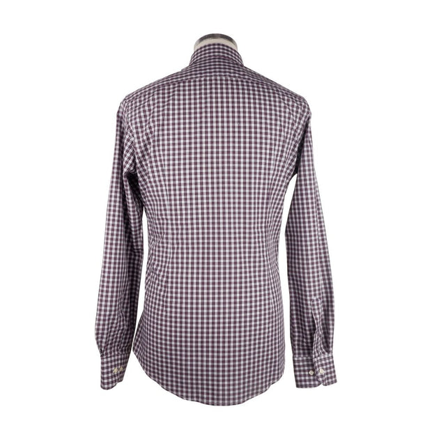 Elegant Red Checkered Milano Cotton Shirt Made in Italy