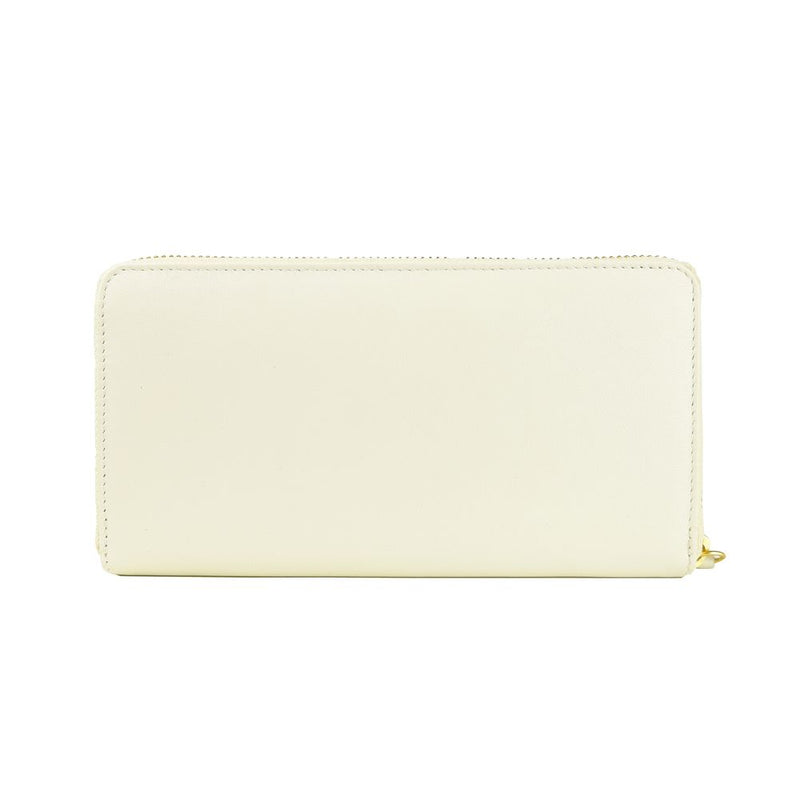 Elegant White Calfskin Leather Wallet Cavalli Class