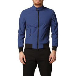 Elegant Blue Bielastic Bomber Jacket Refrigiwear