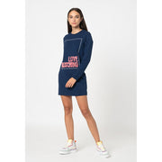 Blue Cotton Women Dress Love Moschino