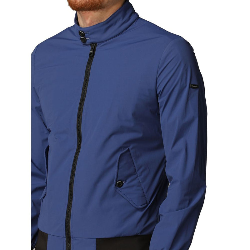 Elegant Blue Bielastic Bomber Jacket Refrigiwear