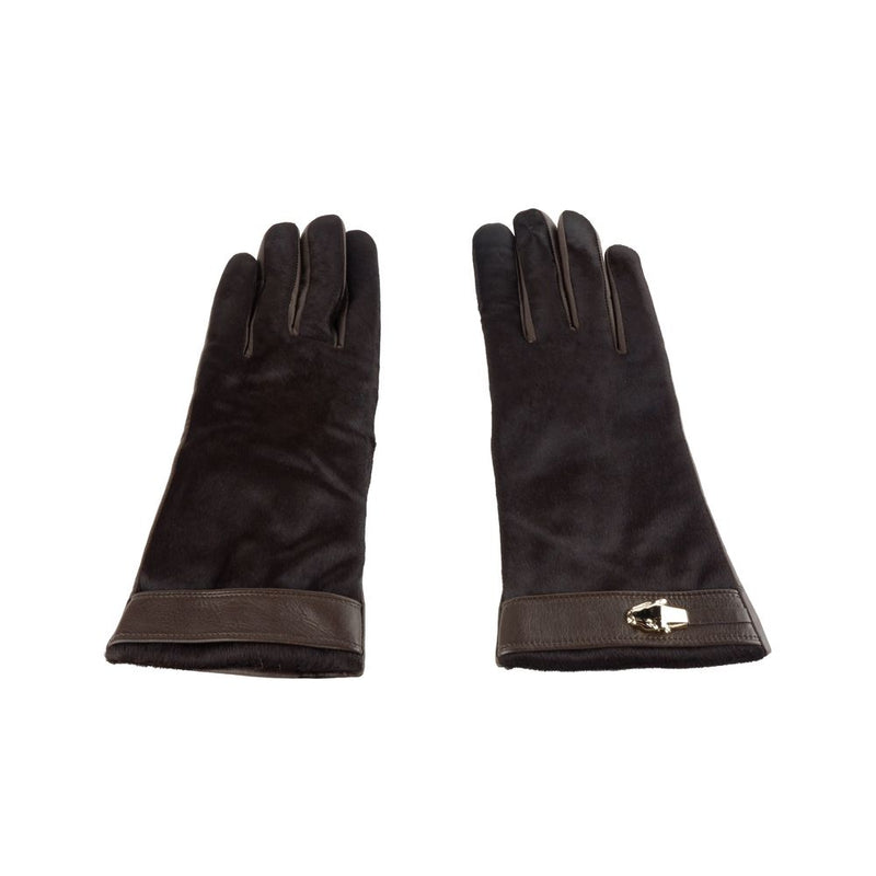 Brown Lambskin Women Glove Cavalli Class