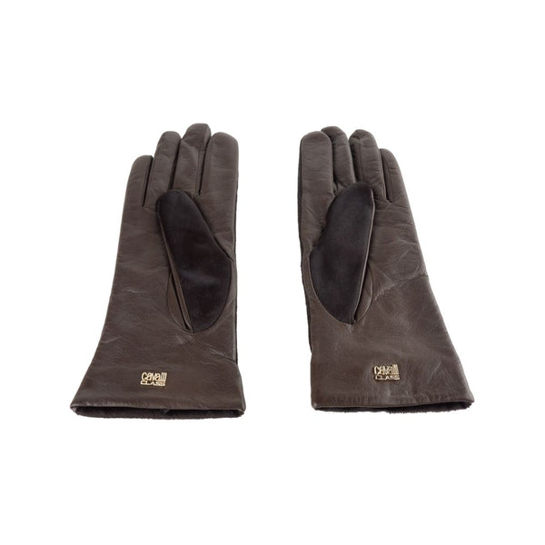 Brown Lambskin Women Glove Cavalli Class