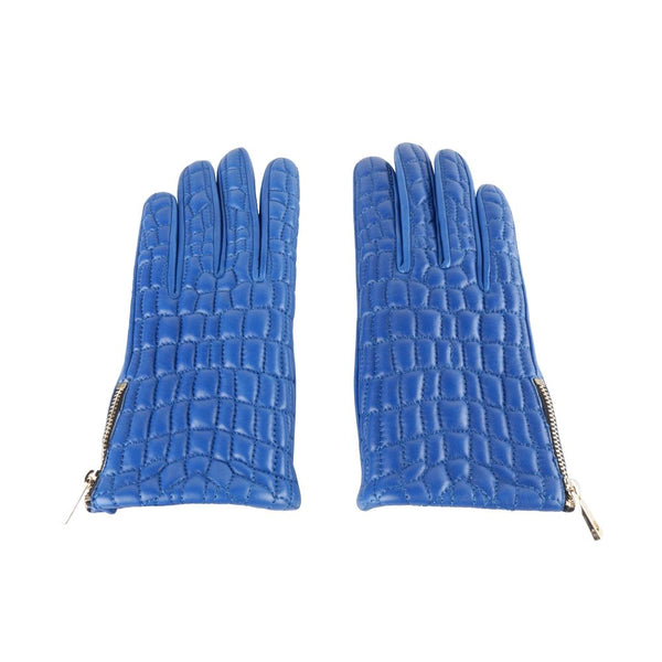 Blue Lambskin Women Glove Cavalli Class