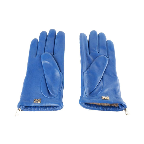 Blue Lambskin Women Glove Cavalli Class