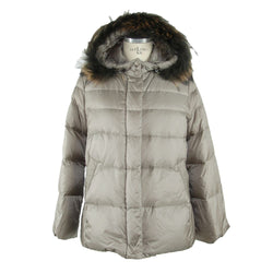Elegant Gray Polyamide Fur-Trimmed Coat Emilio Romanelli