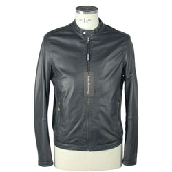 Sapphire Elegance Leather Jacket Emilio Romanelli