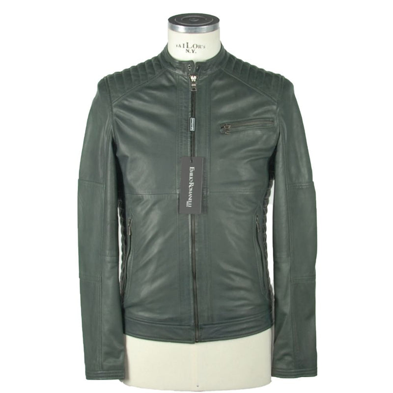 Emerald Elegance Leather Jacket Emilio Romanelli