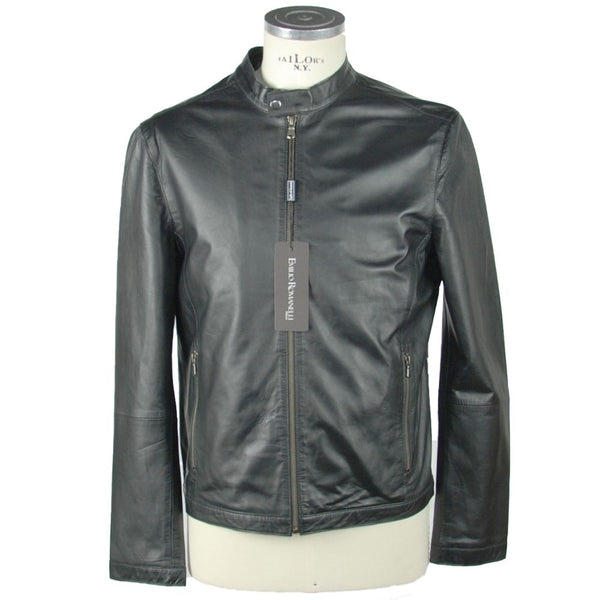 Sleek Leather Black Jacket Emilio Romanelli