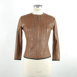 Brown Leather Women Jacket Emilio Romanelli