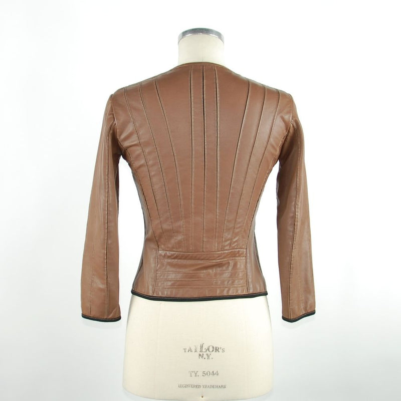 Brown Leather Women Jacket Emilio Romanelli