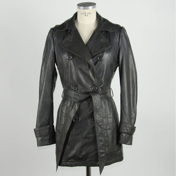 Brown Leather Women's Coat Emilio Romanelli