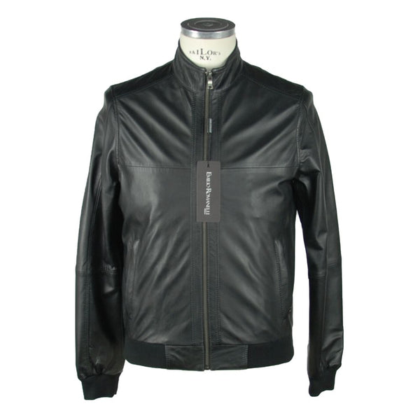 Sleek Black Leather Jacket For Men Emilio Romanelli