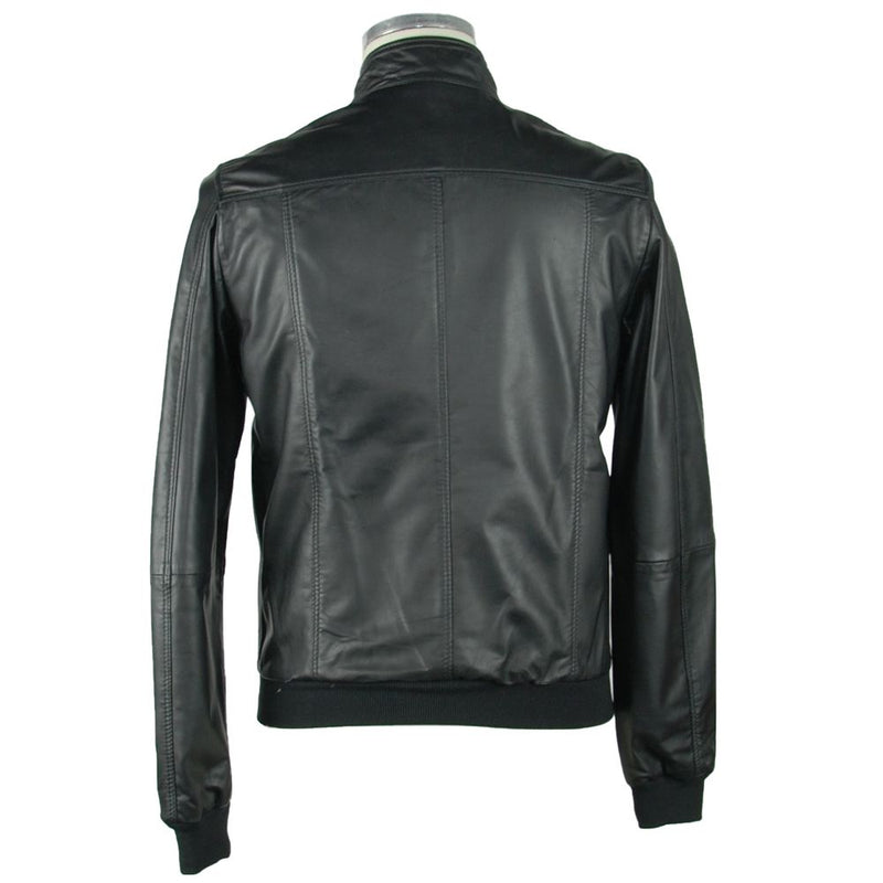 Sleek Black Leather Jacket For Men Emilio Romanelli