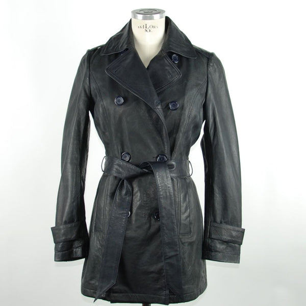 Blue Leather Women's Trench Coat Emilio Romanelli