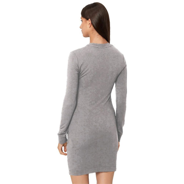 Chic Gray Cotton Blend Dress with Logo Detail Love Moschino