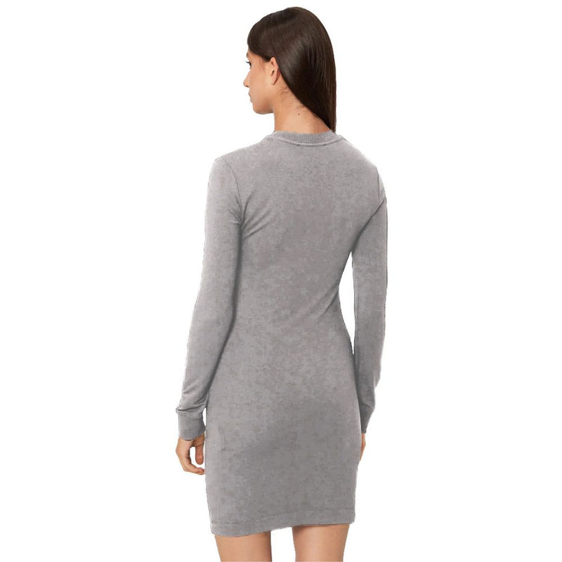 Chic Gray Cotton Blend Dress with Logo Detail Love Moschino