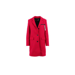 Chic Pink Woolen Coat with Logo Details Love Moschino