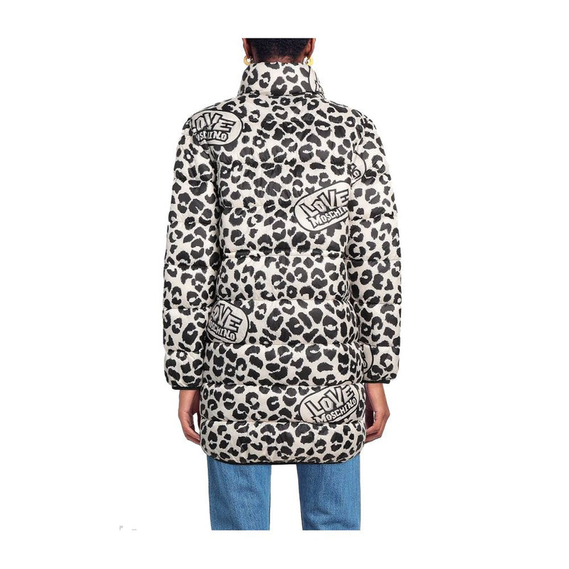 Chic Leopard Print Down Jacket Love Moschino