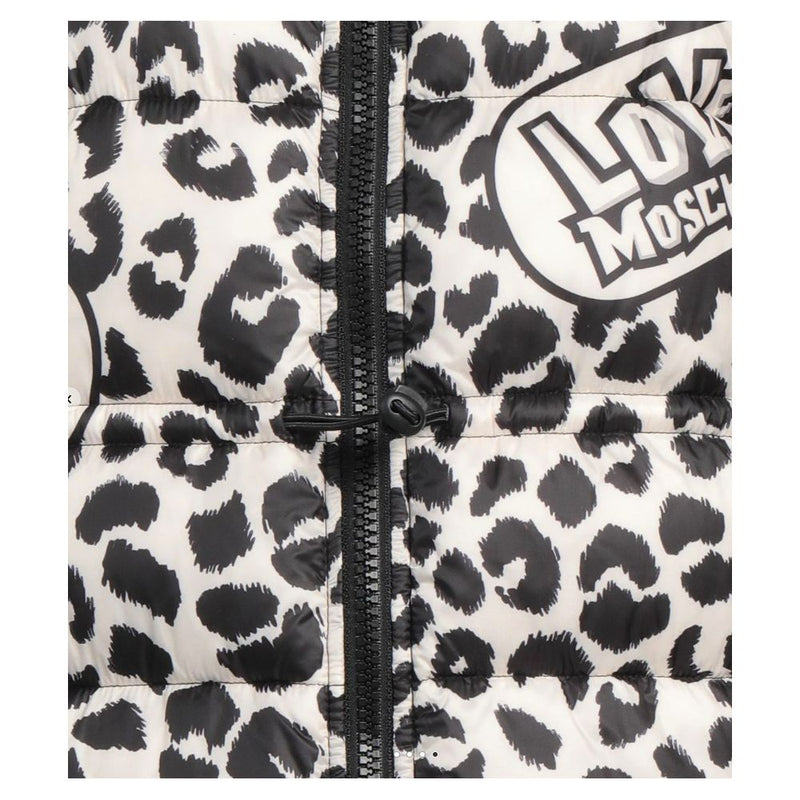 Chic Leopard Print Down Jacket Love Moschino