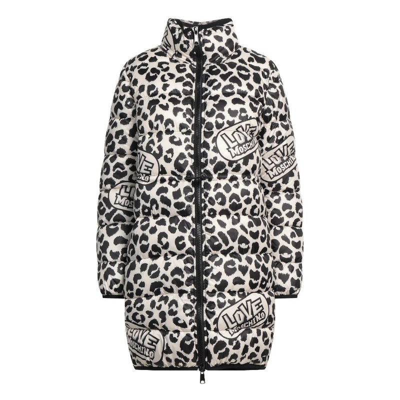 Chic Leopard Print Down Jacket Love Moschino