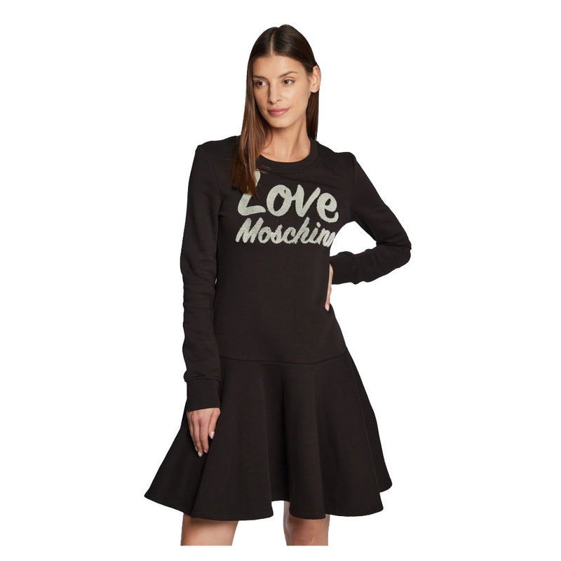 Chic Embossed Logo Cotton Blend Dress Love Moschino