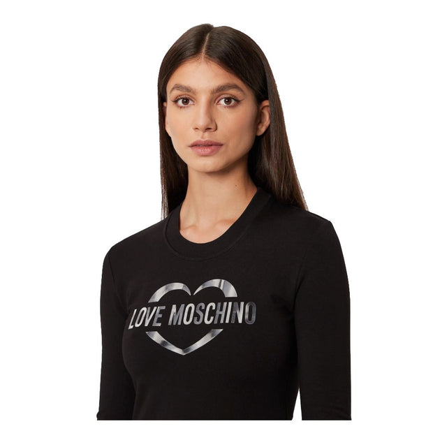 Chic Cotton Blend Logo Dress Love Moschino