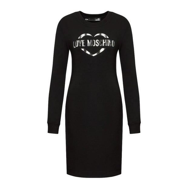 Chic Cotton Blend Logo Dress Love Moschino