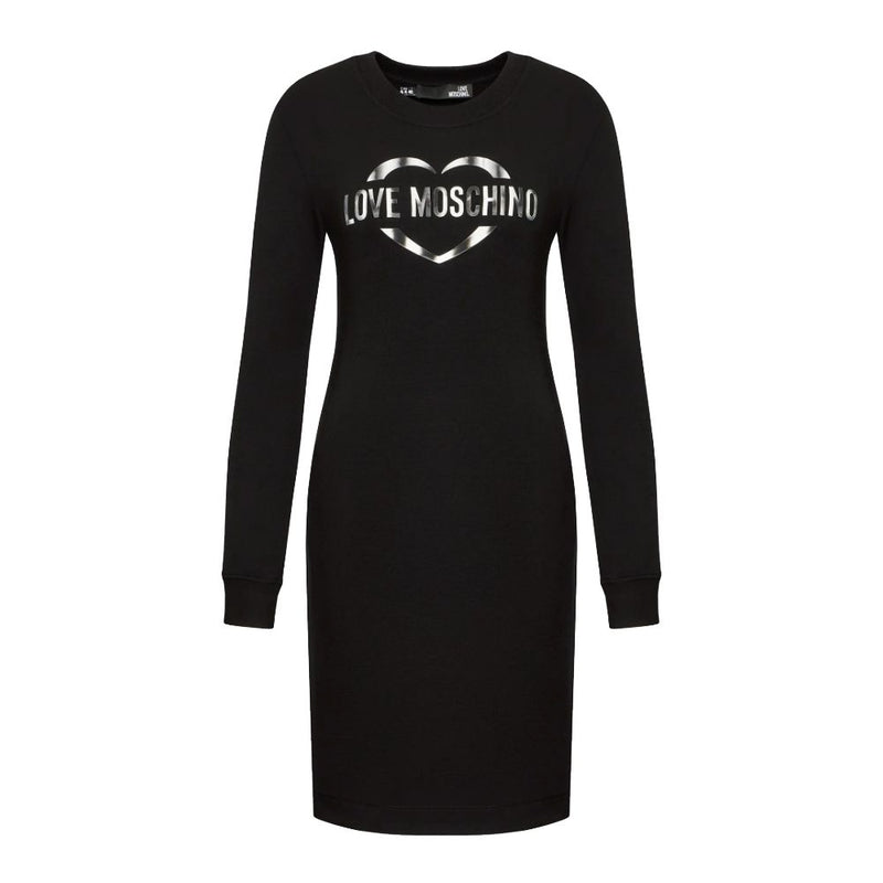 Chic Cotton Blend Logo Dress Love Moschino