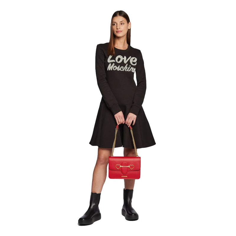 Chic Embossed Logo Cotton Blend Dress Love Moschino