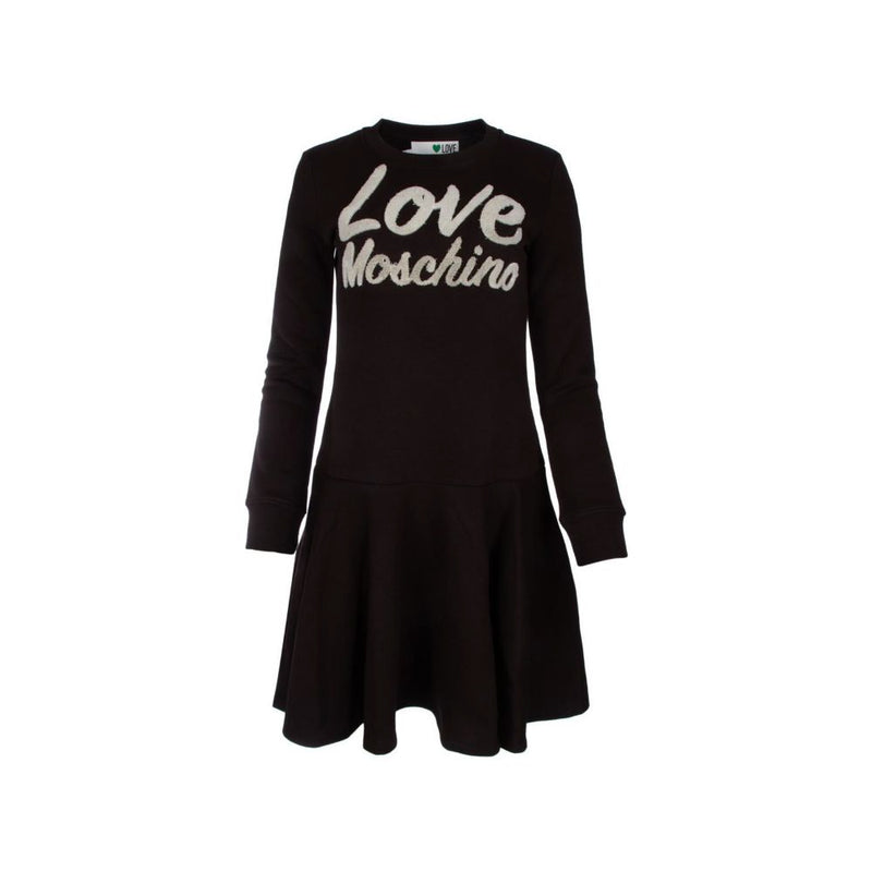 Chic Embossed Logo Cotton Blend Dress Love Moschino
