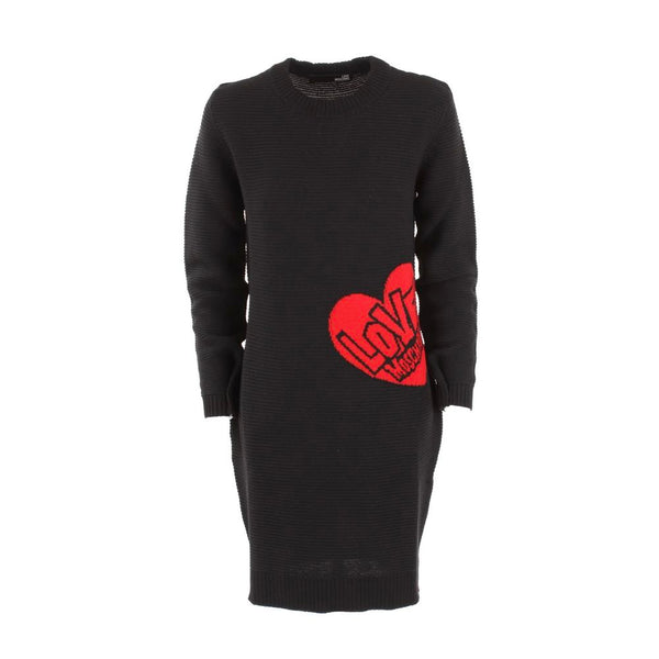 Chic Heart Pattern Knit Wool-Blend Dress Love Moschino