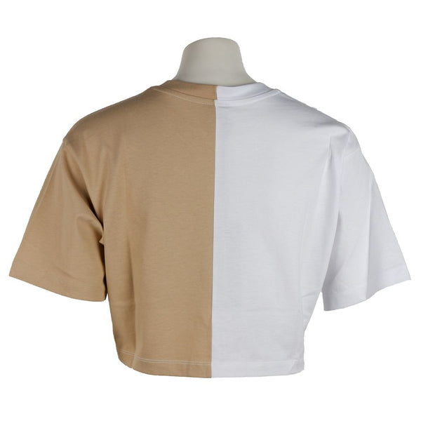 Beige Couture Logo Tee with Two-Tone Print Comme Des Fuckdown