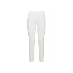 White High-Waisted Slim Denim Trousers Imperfect