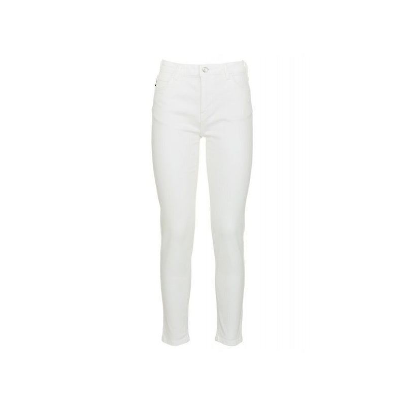 White High-Waisted Slim Denim Trousers Imperfect