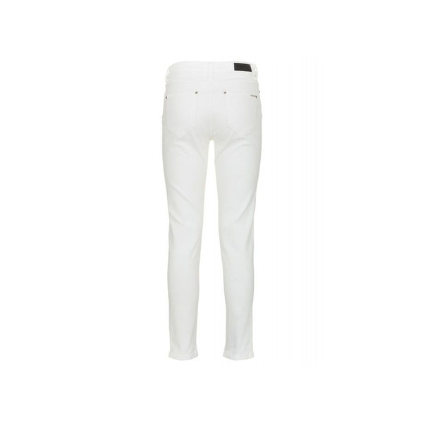 White High-Waisted Slim Denim Trousers Imperfect