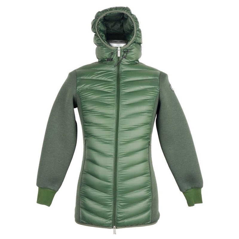 Elegant Hooded Long Down Jacket in Dark Green Centogrammi