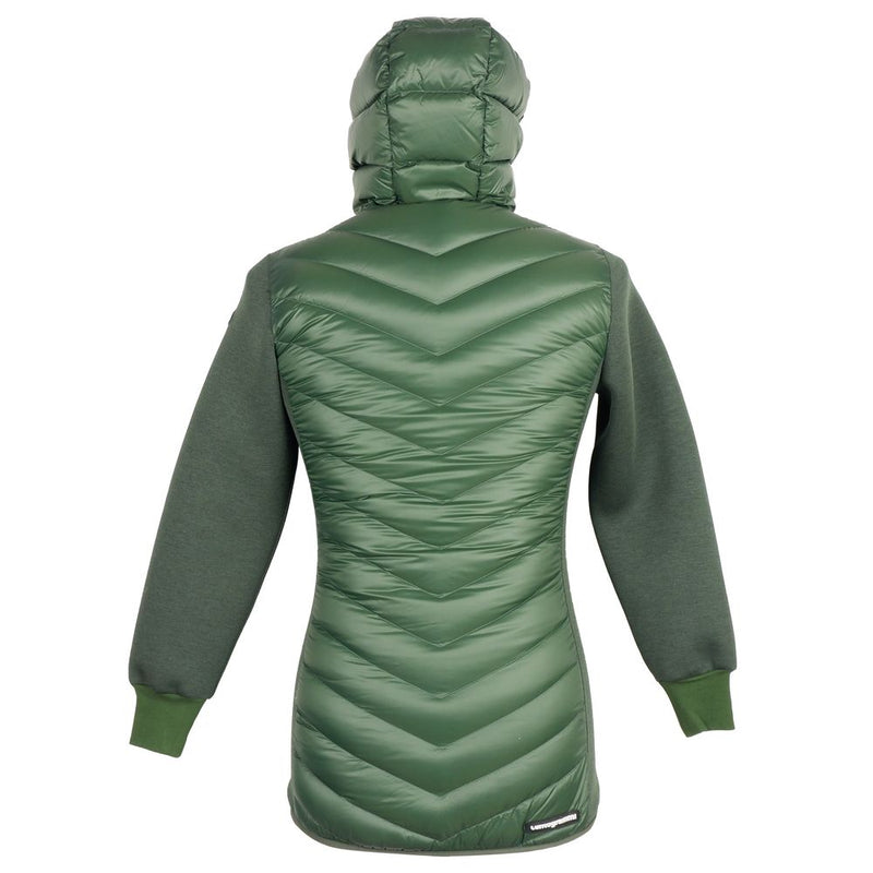 Elegant Hooded Long Down Jacket in Dark Green Centogrammi